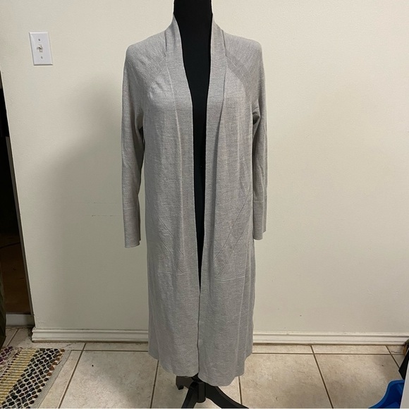Talbots Cardigan Women’s Size large Gray Pure Merino Wool Duster Cardigan - Picture 1 of 13